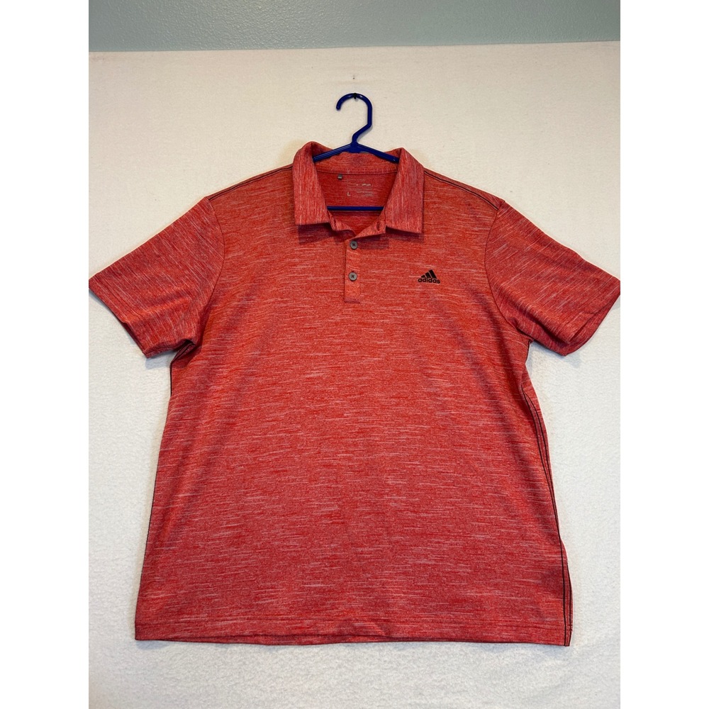 Adidas Golf Mens Large Red Heather Short Sleeve Performance Polo Shirt L